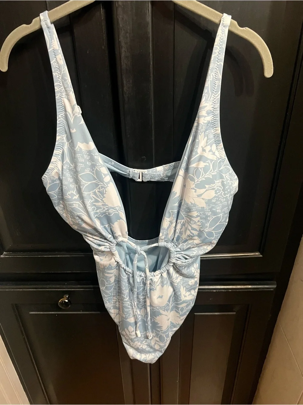 Sanctuary- Light Blue Floral One-Piece Swimsuit with Front Tie
